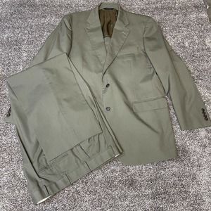 Brooks Brothers Mens Suit Size 42L/36W Brookscool Poplin Jacket Pant Set Green